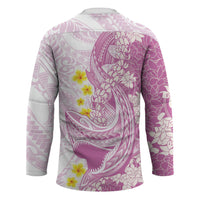 Purple Hawaii Shark Tattoo Hockey Jersey Puakenikeni Lei Plumeria Polynesian Pattern