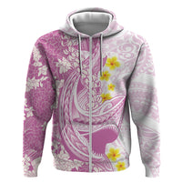 Purple Hawaii Shark Tattoo Hoodie Puakenikeni Lei Plumeria Polynesian Pattern