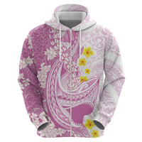 Purple Hawaii Shark Tattoo Hoodie Puakenikeni Lei Plumeria Polynesian Pattern