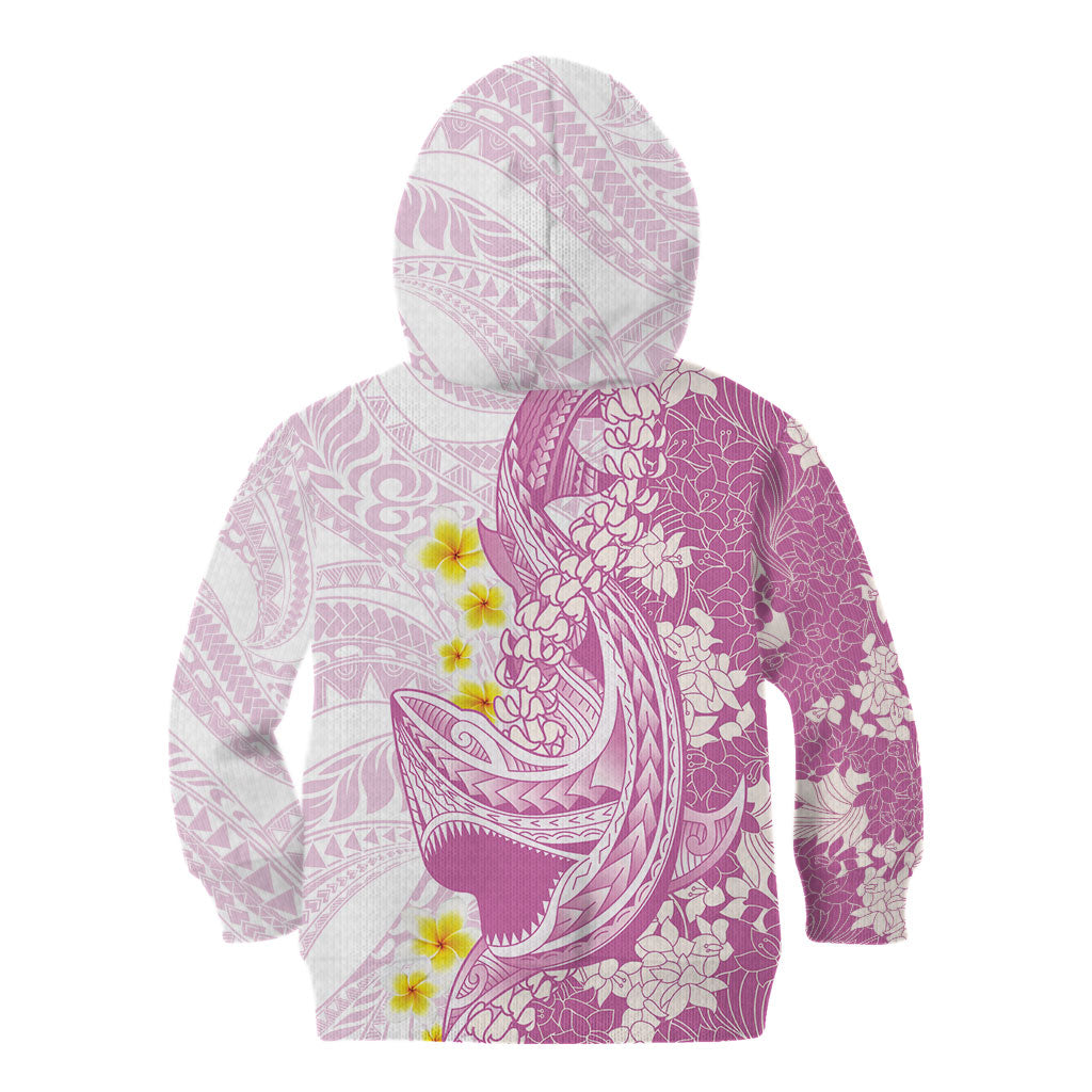 Purple Hawaii Shark Tattoo Kid Hoodie Puakenikeni Lei Plumeria Polynesian Pattern