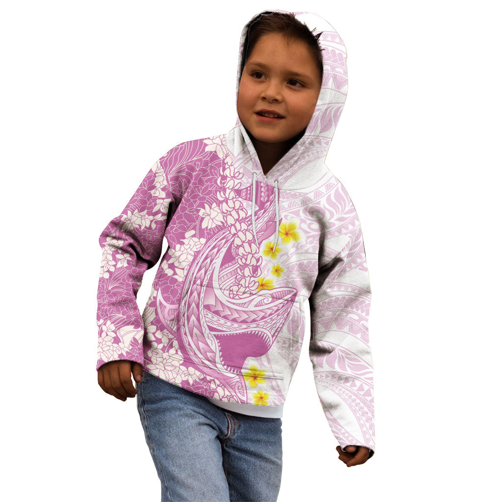 Purple Hawaii Shark Tattoo Kid Hoodie Puakenikeni Lei Plumeria Polynesian Pattern