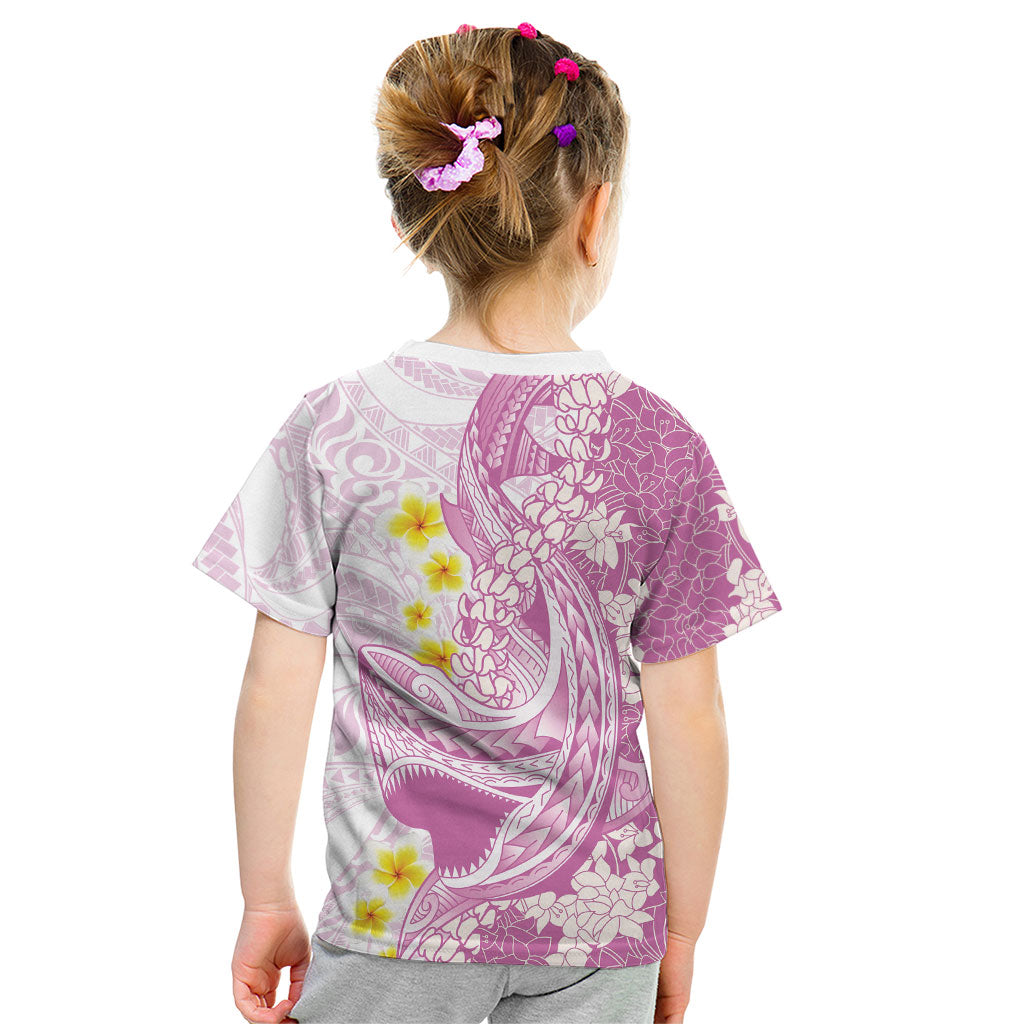 Purple Hawaii Shark Tattoo Kid T Shirt Puakenikeni Lei Plumeria Polynesian Pattern