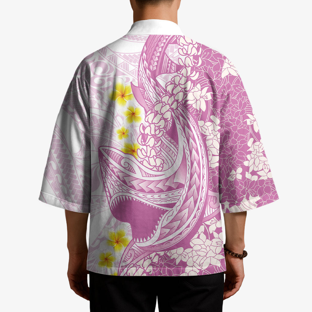 Purple Hawaii Shark Tattoo Kimono Puakenikeni Lei Plumeria Polynesian Pattern