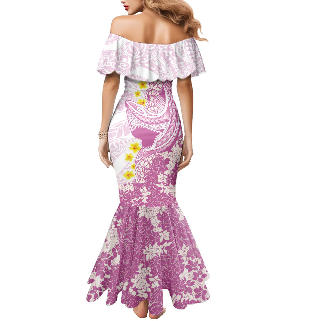 Purple Hawaii Shark Tattoo Mermaid Dress Puakenikeni Lei Plumeria Polynesian Pattern