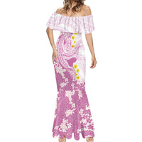 Purple Hawaii Shark Tattoo Mermaid Dress Puakenikeni Lei Plumeria Polynesian Pattern