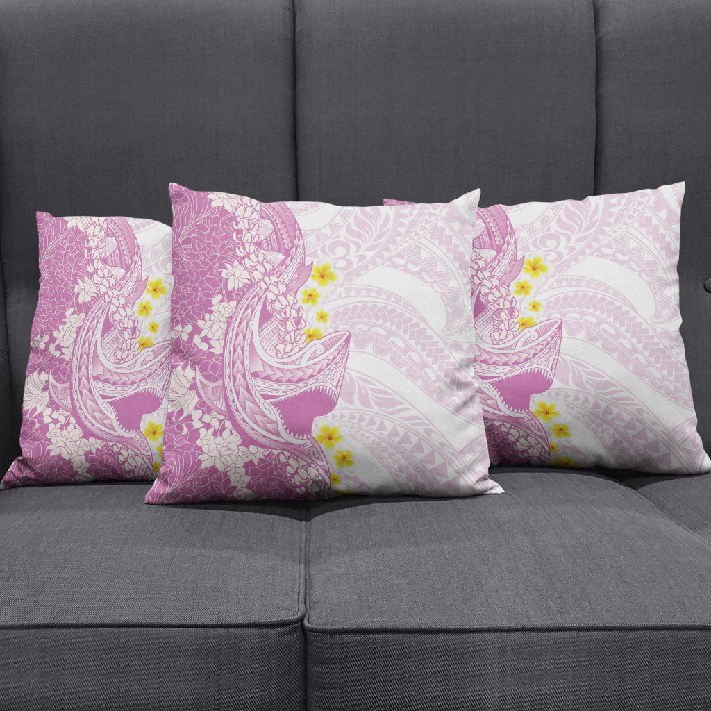 Purple Hawaii Shark Tattoo Pillow Cover Puakenikeni Lei Plumeria Polynesian Pattern