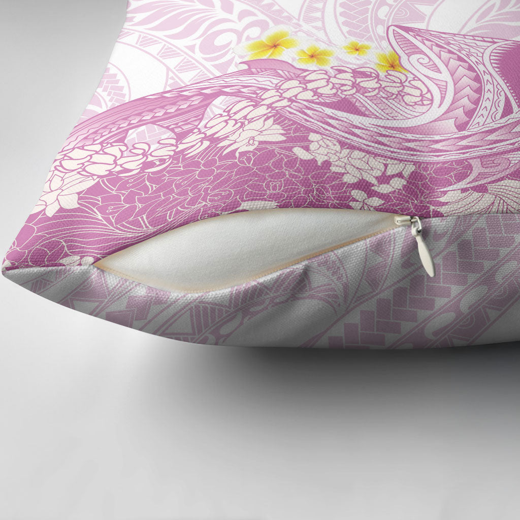 Purple Hawaii Shark Tattoo Pillow Cover Puakenikeni Lei Plumeria Polynesian Pattern