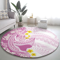 Purple Hawaii Shark Tattoo Round Carpet Puakenikeni Lei Plumeria Polynesian Pattern
