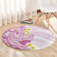 Purple Hawaii Shark Tattoo Round Carpet Puakenikeni Lei Plumeria Polynesian Pattern