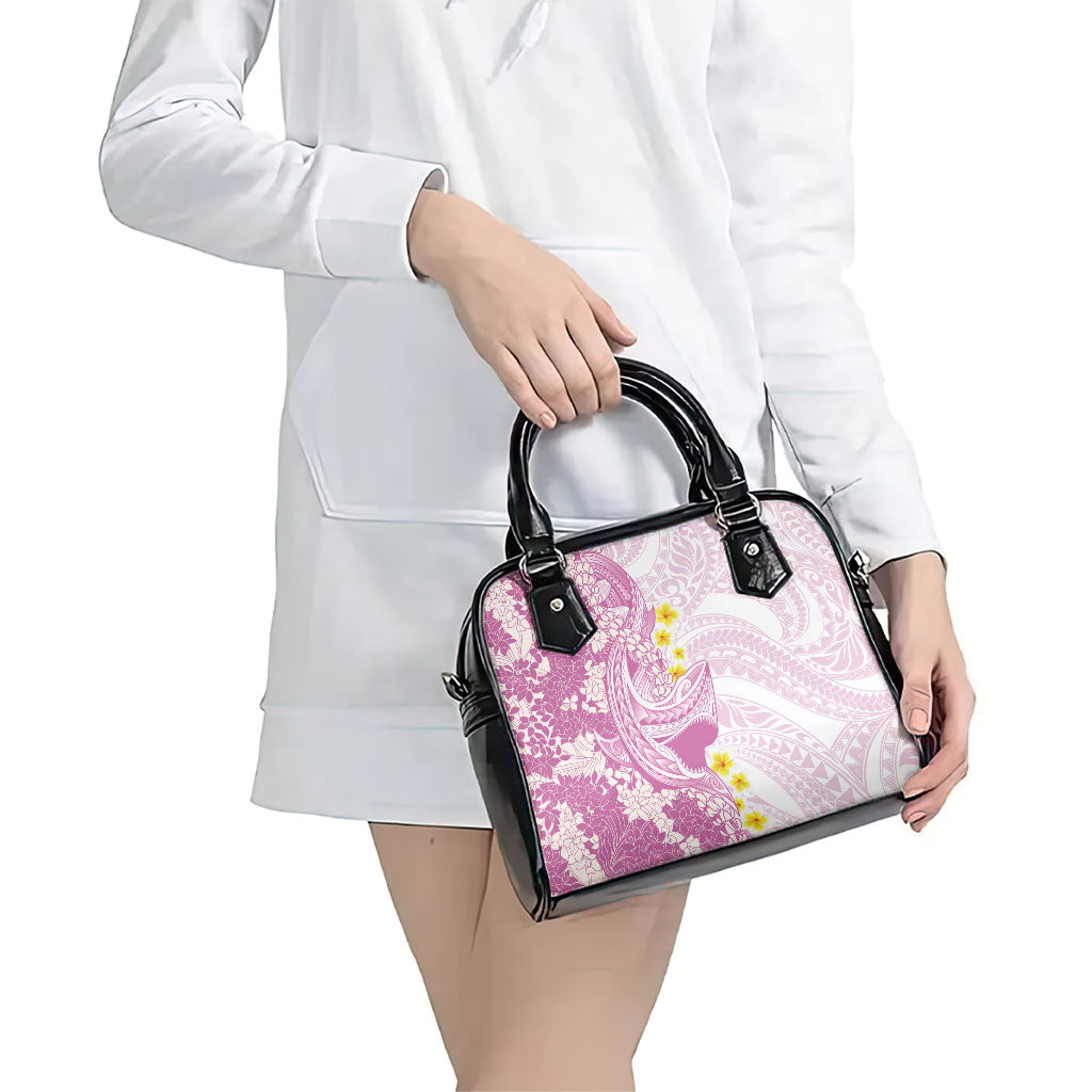 Purple Hawaii Shark Tattoo Shoulder Handbag Puakenikeni Lei Plumeria Polynesian Pattern