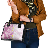Purple Hawaii Shark Tattoo Shoulder Handbag Puakenikeni Lei Plumeria Polynesian Pattern