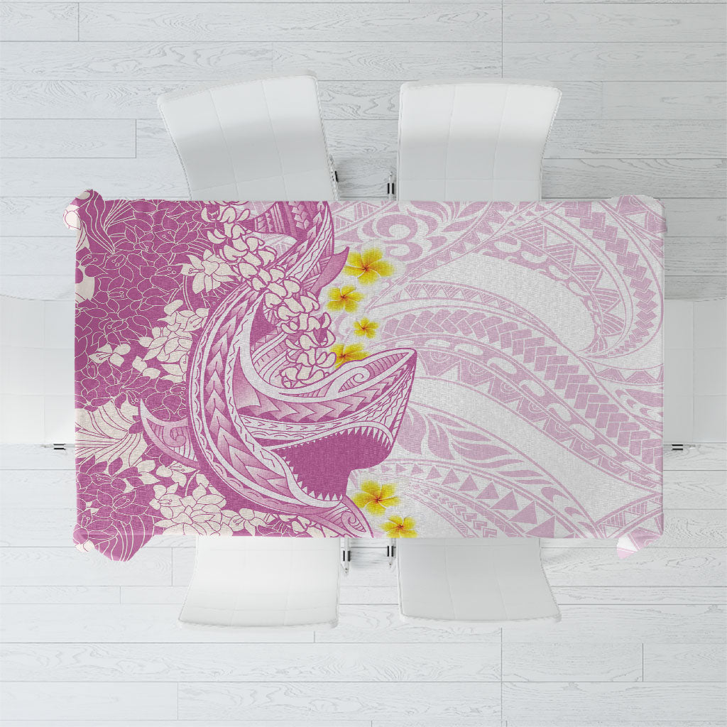 Purple Hawaii Shark Tattoo Tablecloth Puakenikeni Lei Plumeria Polynesian Pattern