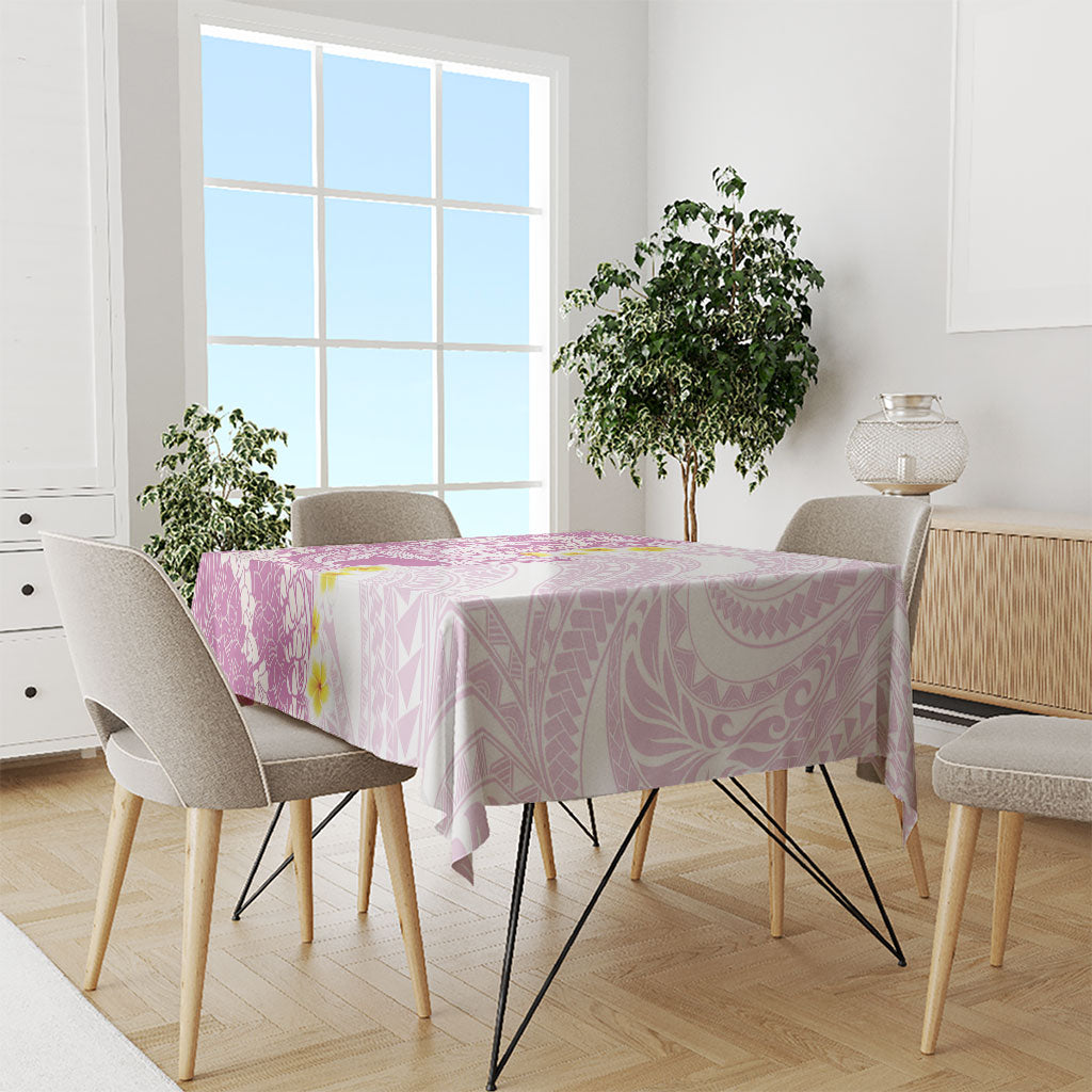 Purple Hawaii Shark Tattoo Tablecloth Puakenikeni Lei Plumeria Polynesian Pattern