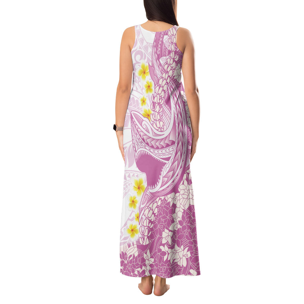 Purple Hawaii Shark Tattoo Tank Maxi Dress Puakenikeni Lei Plumeria Polynesian Pattern