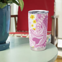 Purple Hawaii Shark Tattoo Tumbler Cup Puakenikeni Lei Plumeria Polynesian Pattern