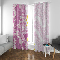Purple Hawaii Shark Tattoo Window Curtain Puakenikeni Lei Plumeria Polynesian Pattern
