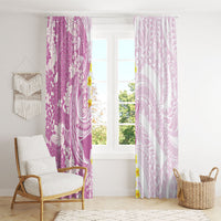 Purple Hawaii Shark Tattoo Window Curtain Puakenikeni Lei Plumeria Polynesian Pattern