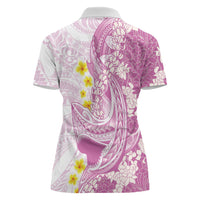 Purple Hawaii Shark Tattoo Women Polo Shirt Puakenikeni Lei Plumeria Polynesian Pattern