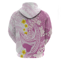Purple Hawaii Shark Tattoo Zip Hoodie Puakenikeni Lei Plumeria Polynesian Pattern