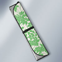 Green Hawaii Shark Tattoo Auto Sun Shade Puakenikeni Lei Plumeria Polynesian Pattern