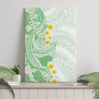 Green Hawaii Shark Tattoo Canvas Wall Art Puakenikeni Lei Plumeria Polynesian Pattern
