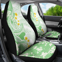 Green Hawaii Shark Tattoo Car Seat Cover Puakenikeni Lei Plumeria Polynesian Pattern