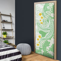 Green Hawaii Shark Tattoo Door Cover Puakenikeni Lei Plumeria Polynesian Pattern