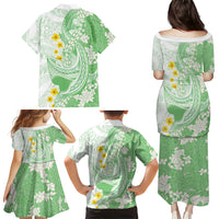 Green Hawaii Shark Tattoo Family Matching Puletasi and Hawaiian Shirt Puakenikeni Lei Plumeria Polynesian Pattern LT14 - Polynesian Pride