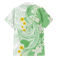 Green Hawaii Shark Tattoo Family Matching Puletasi and Hawaiian Shirt Puakenikeni Lei Plumeria Polynesian Pattern LT14 - Polynesian Pride
