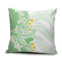 Green Hawaii Shark Tattoo Pillow Cover Puakenikeni Lei Plumeria Polynesian Pattern