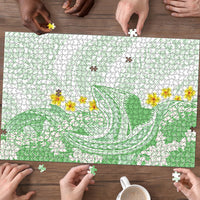Green Hawaii Shark Tattoo Puzzle Puakenikeni Lei Plumeria Polynesian Pattern