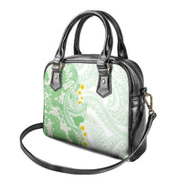 Green Hawaii Shark Tattoo Shoulder Handbag Puakenikeni Lei Plumeria Polynesian Pattern