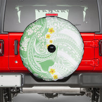 Green Hawaii Shark Tattoo Spare Tire Cover Puakenikeni Lei Plumeria Polynesian Pattern