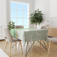 Green Hawaii Shark Tattoo Tablecloth Puakenikeni Lei Plumeria Polynesian Pattern