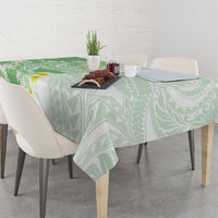 Green Hawaii Shark Tattoo Tablecloth Puakenikeni Lei Plumeria Polynesian Pattern