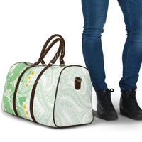 Green Hawaii Shark Tattoo Travel Bag Puakenikeni Lei Plumeria Polynesian Pattern