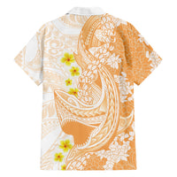 Orange Hawaii Shark Tattoo Family Matching Summer Maxi Dress and Hawaiian Shirt Puakenikeni Lei Plumeria Polynesian Pattern LT14 - Polynesian Pride