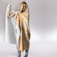 Orange Hawaii Shark Tattoo Hooded Blanket Puakenikeni Lei Plumeria Polynesian Pattern