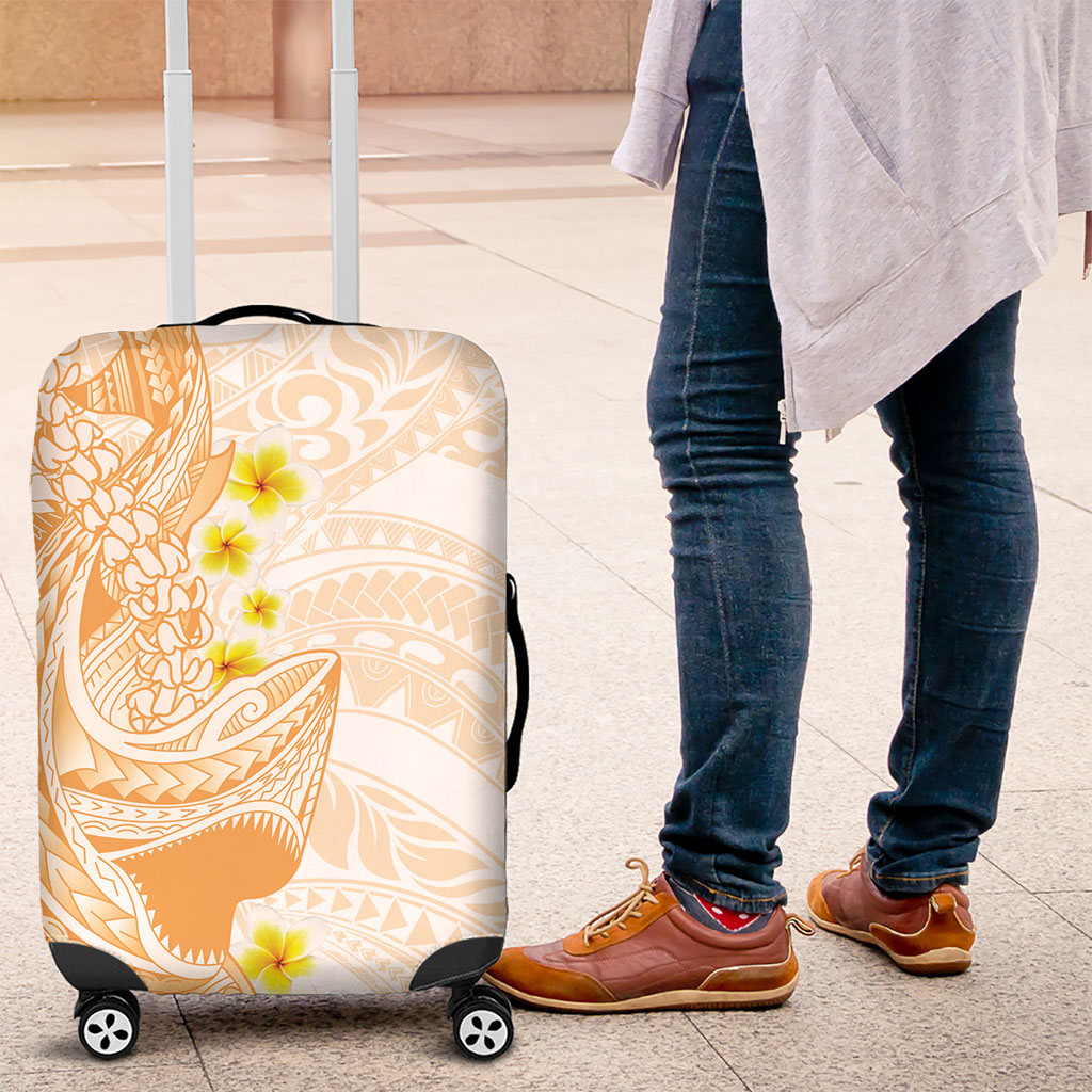Orange Hawaii Shark Tattoo Luggage Cover Puakenikeni Lei Plumeria Polynesian Pattern