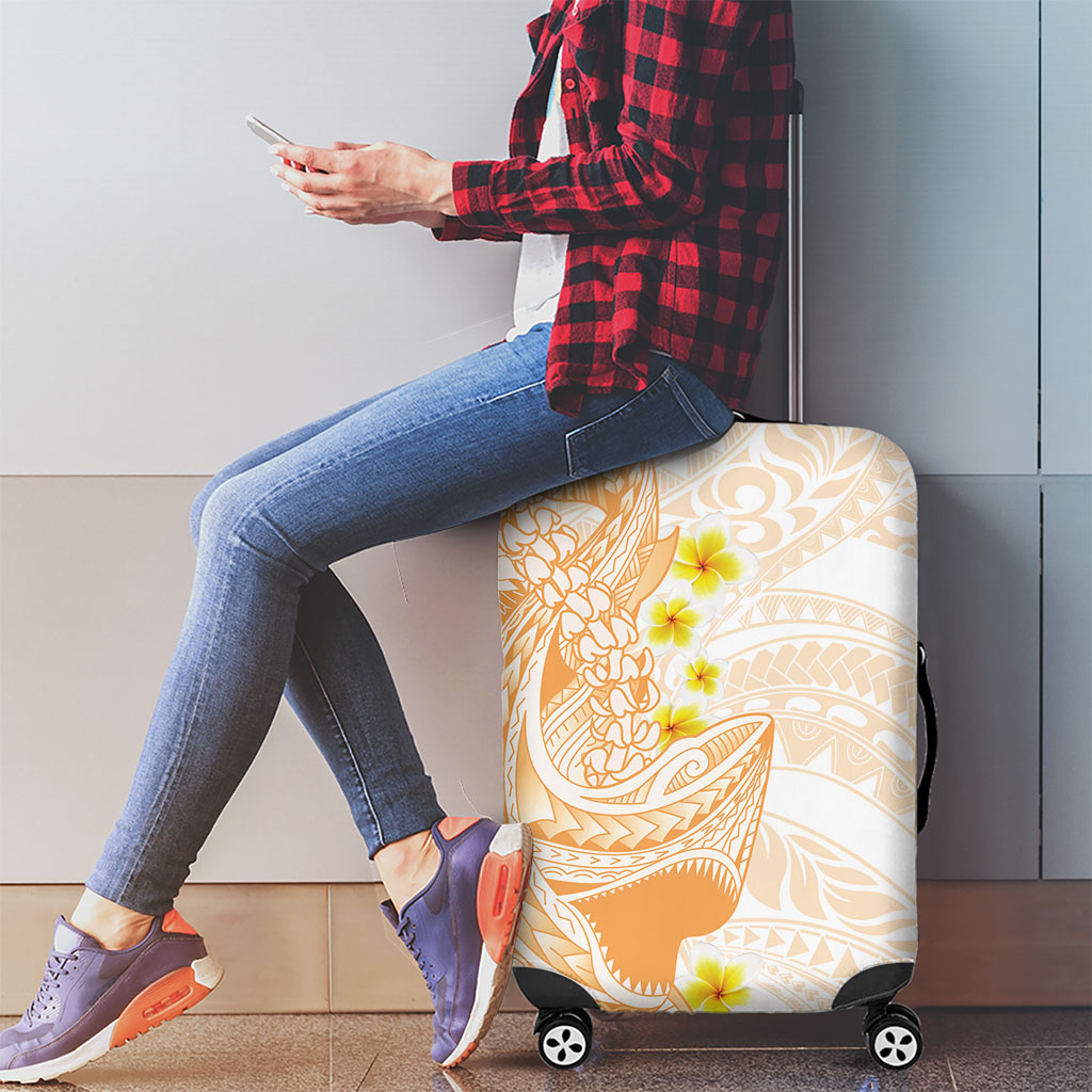 Orange Hawaii Shark Tattoo Luggage Cover Puakenikeni Lei Plumeria Polynesian Pattern