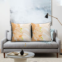 Orange Hawaii Shark Tattoo Pillow Cover Puakenikeni Lei Plumeria Polynesian Pattern