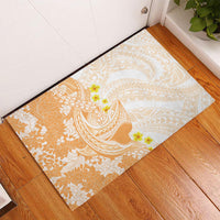 Orange Hawaii Shark Tattoo Rubber Doormat Puakenikeni Lei Plumeria Polynesian Pattern