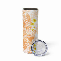 Orange Hawaii Shark Tattoo Skinny Tumbler Puakenikeni Lei Plumeria Polynesian Pattern