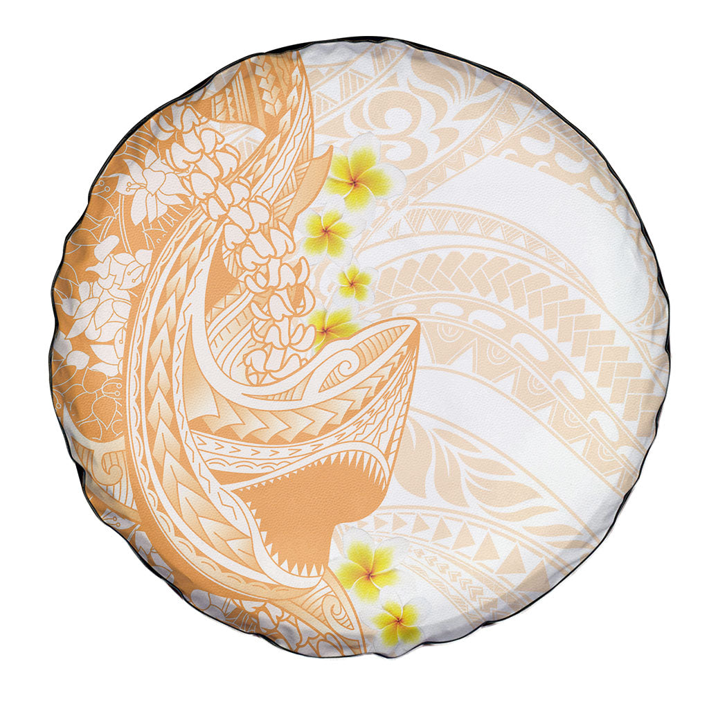 Orange Hawaii Shark Tattoo Spare Tire Cover Puakenikeni Lei Plumeria Polynesian Pattern
