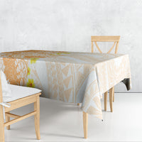 Orange Hawaii Shark Tattoo Tablecloth Puakenikeni Lei Plumeria Polynesian Pattern