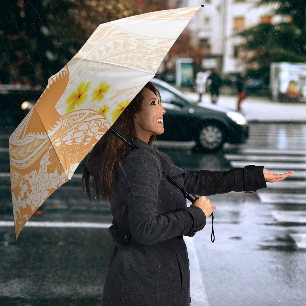 Orange Hawaii Shark Tattoo Umbrella Puakenikeni Lei Plumeria Polynesian Pattern