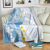 Blue Hawaii Shark Tattoo Blanket Puakenikeni Lei Plumeria Polynesian Pattern