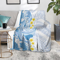 Blue Hawaii Shark Tattoo Blanket Puakenikeni Lei Plumeria Polynesian Pattern