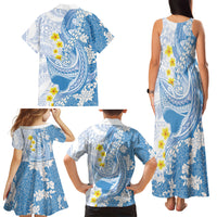 Blue Hawaii Shark Tattoo Family Matching Tank Maxi Dress and Hawaiian Shirt Puakenikeni Lei Plumeria Polynesian Pattern LT14 - Polynesian Pride