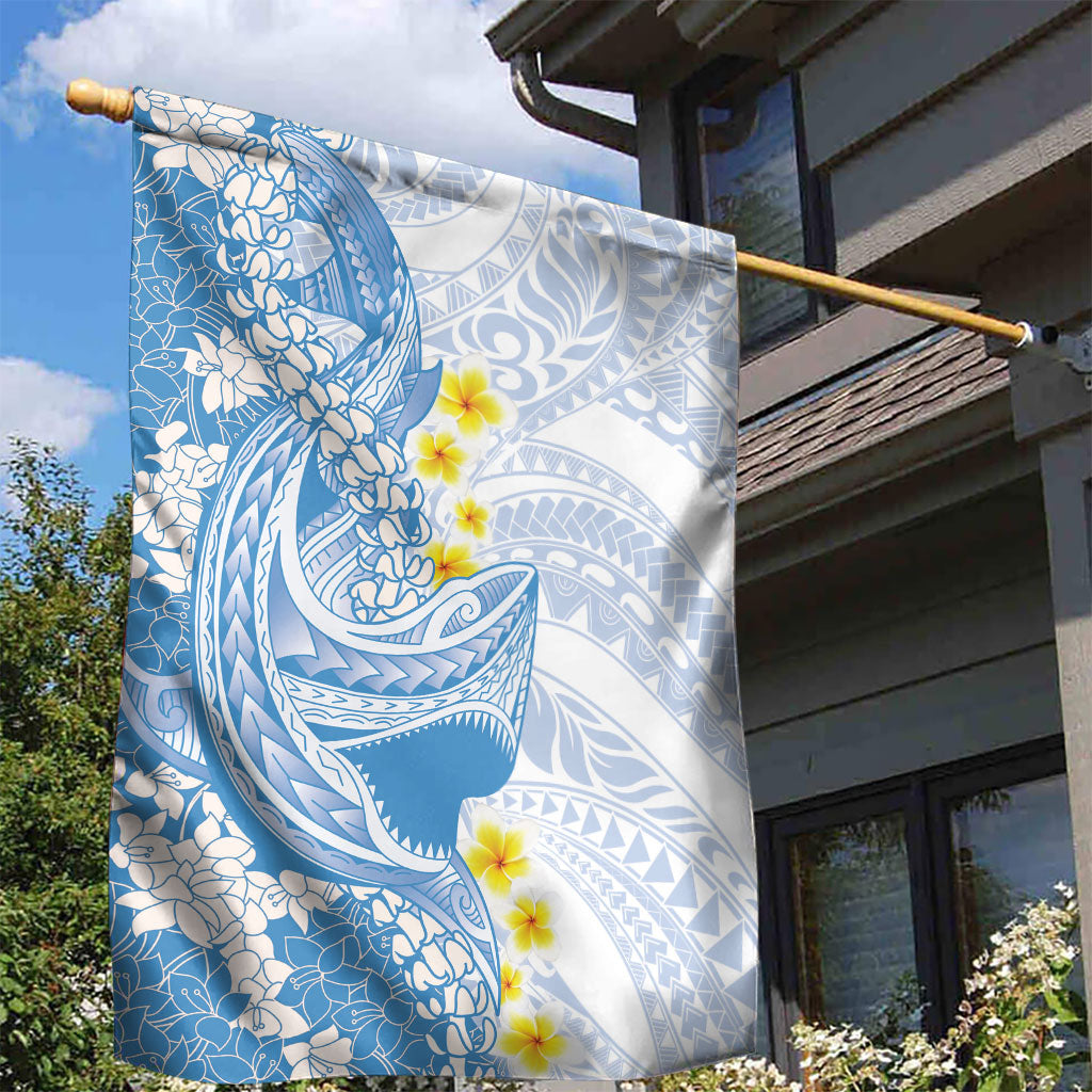 Blue Hawaii Shark Tattoo Garden Flag Puakenikeni Lei Plumeria Polynesian Pattern
